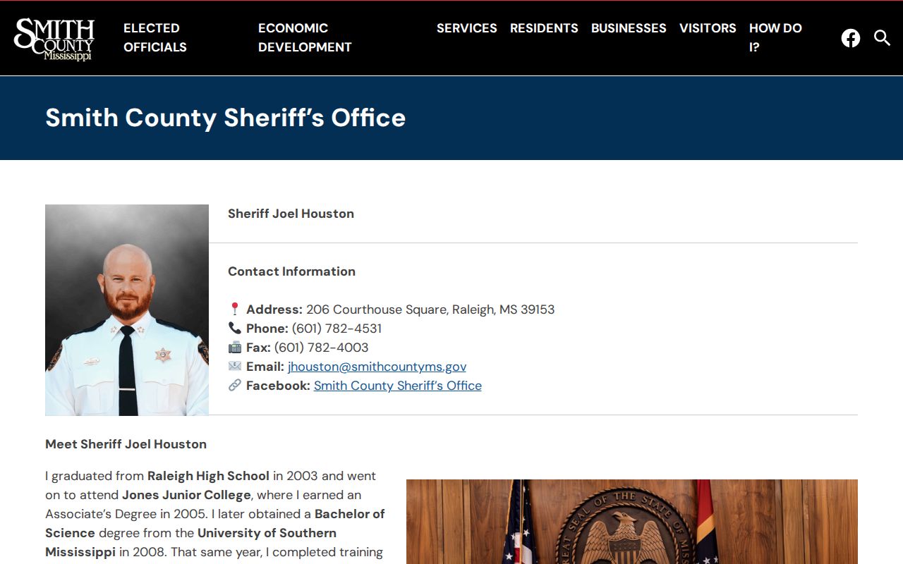 Smith County Detention Center release records source on the Sheriff page